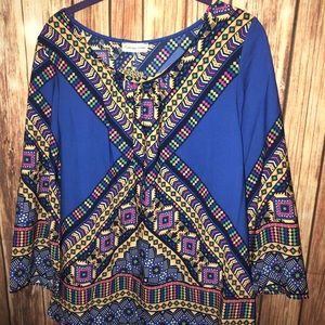 Blue scoop neck blouse